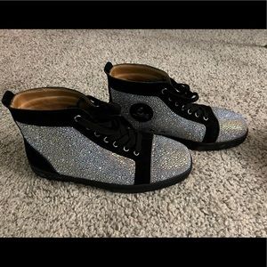 Christian Louboutin Louis Strass Black and Silver Men’s Flat